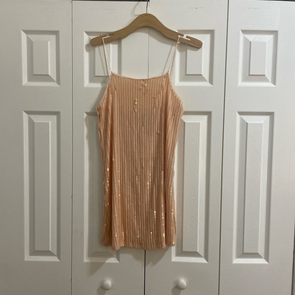 Mango Peach Sequin Mini Dress